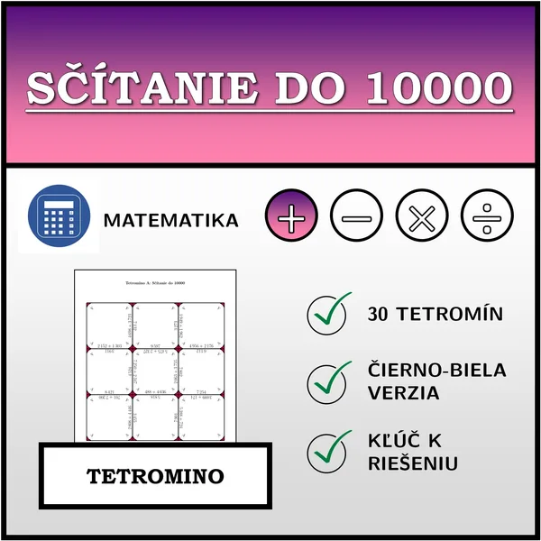 Tetromino - Sčítanie do 10000 | matematika