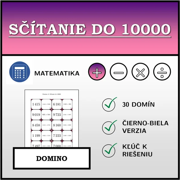 Domino - Sčítanie do 10000 | matematika