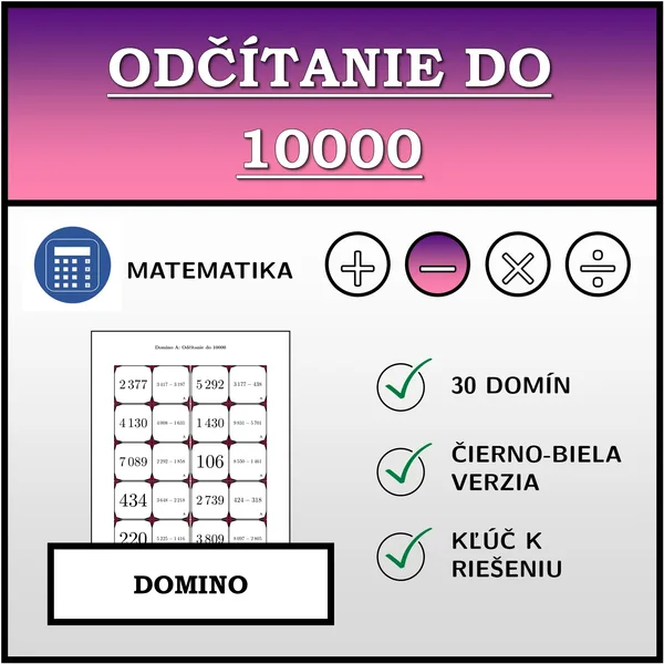 Domino - Odčítanie do 10000 | matematika
