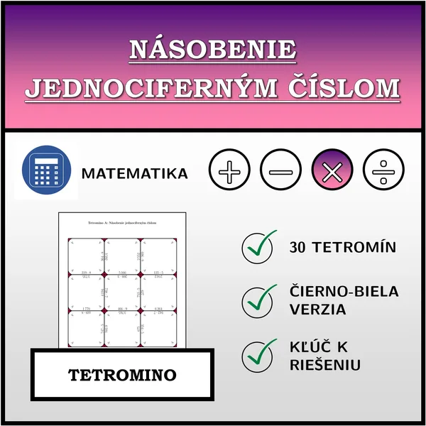 Tetromino - Násobenie jednociferným číslom | matematika
