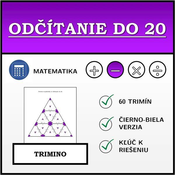 Trimino - Odčítanie do 20 | matematika