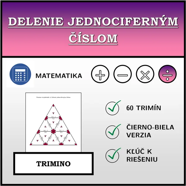 Trimino - Delenie jednociferným číslom | matematika