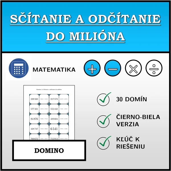Domino - Sčítanie a odčítanie do milióna | matematika