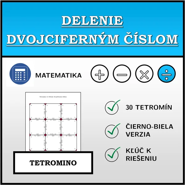 Tetromino - Delenie dvojciferným číslom | matematika