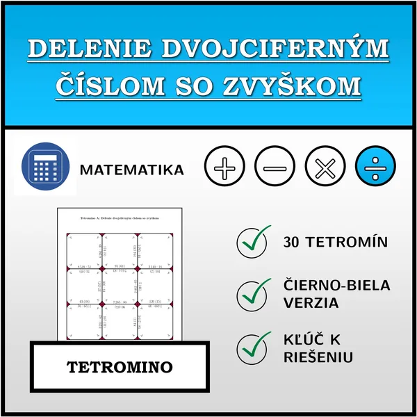 Tetromino - Delenie dvojciferným číslom so zvyškom | matematika