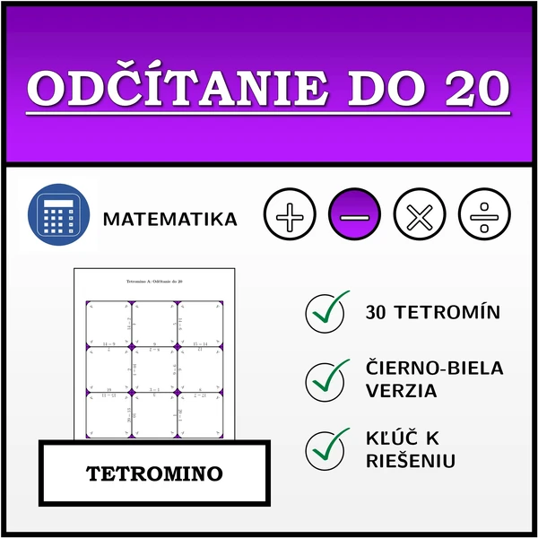 Tetromino - Odčítanie do 20 | matematika