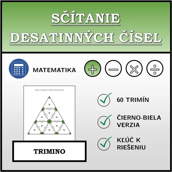 Trimino - Sčítanie desatinných čísel | matematika