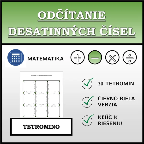 Tetromino - Odčítanie desatinných čísel | matematika