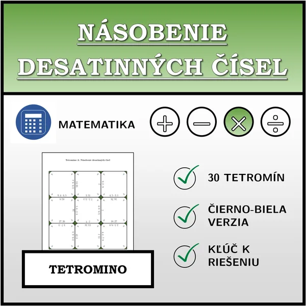 Tetromino - Násobenie desatinných čísel | matematika