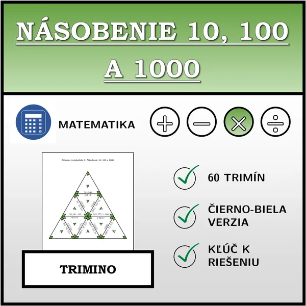 Trimino - Násobenie 10, 100 a 1000 | matematika