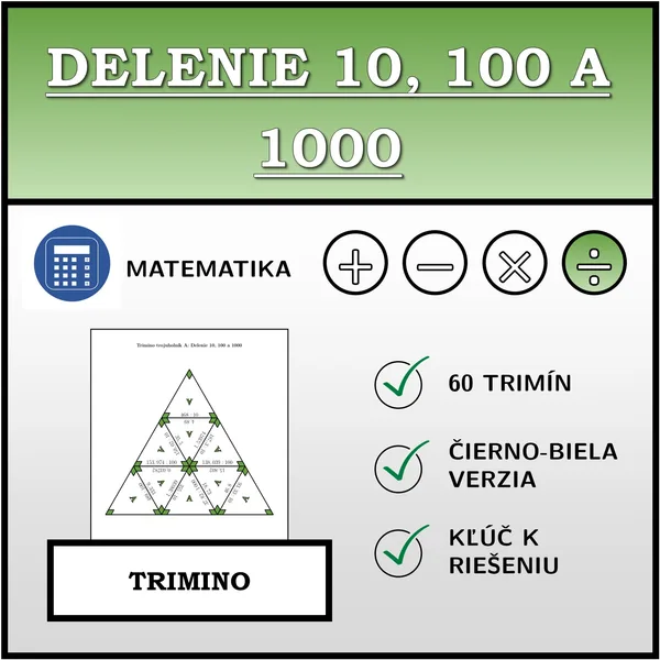 Trimino - Delenie 10, 100 a 1000 | matematika
