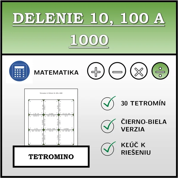 Tetromino - Delenie 10, 100 a 1000 | matematika