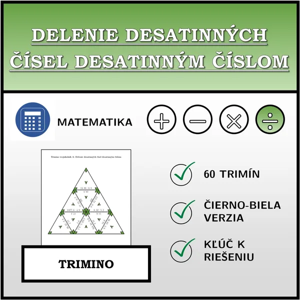 Trimino - Delenie desatinných čísel desatinným číslom | matematika