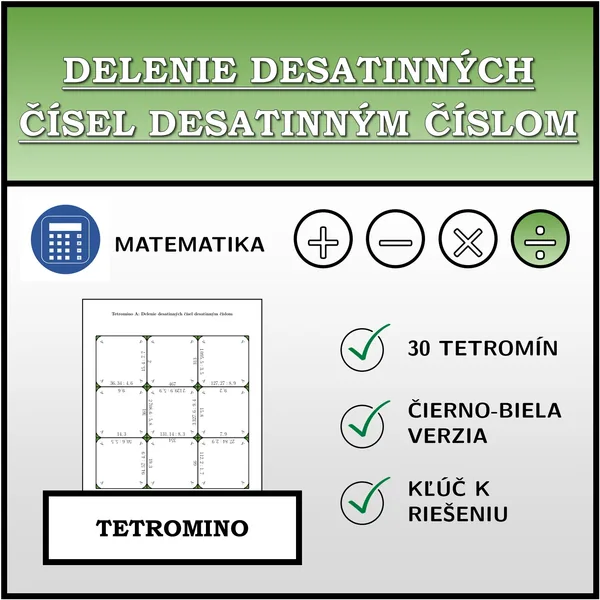 Tetromino - Delenie desatinných čísel desatinným číslom | matematika
