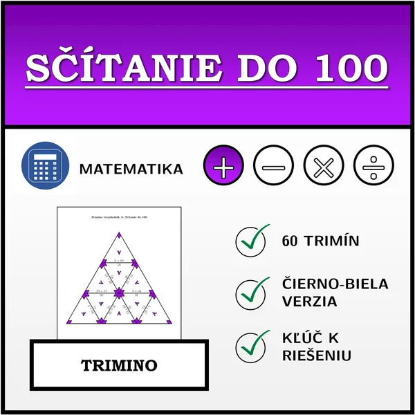 Trimino - Sčítanie do 100 | matematika