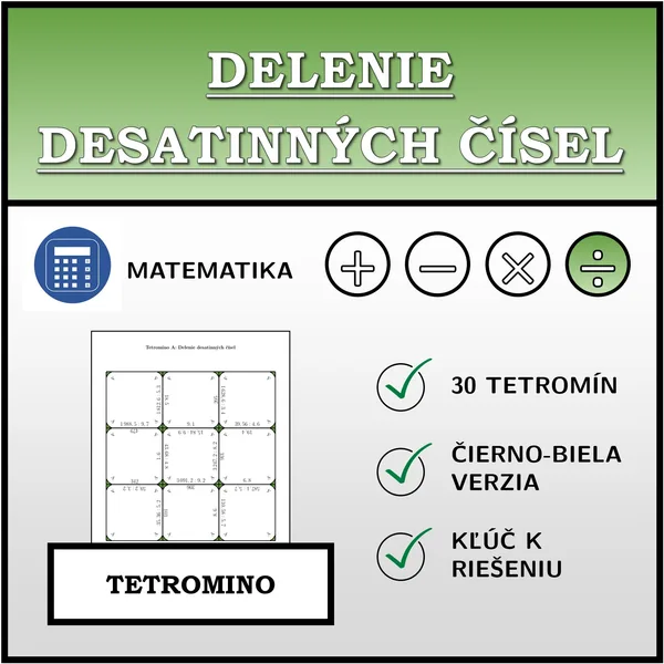 Tetromino - Delenie desatinných čísel | matematika