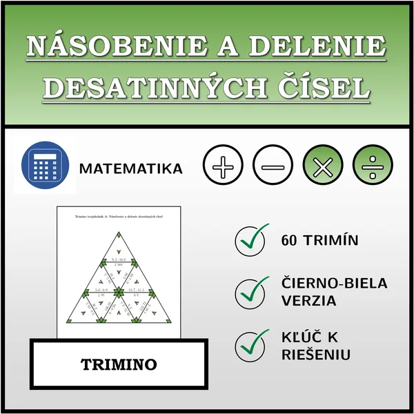 Trimino - Násobenie a delenie desatinných čísel | matematika