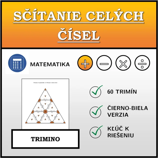 Trimino - Sčítanie celých čísel | matematika