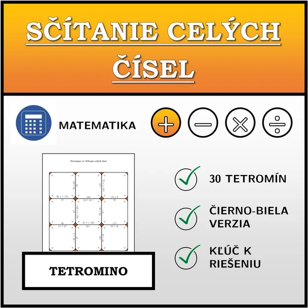 Tetromino - Sčítanie celých čísel | matematika