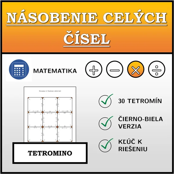 Tetromino - Násobenie celých čísel | matematika
