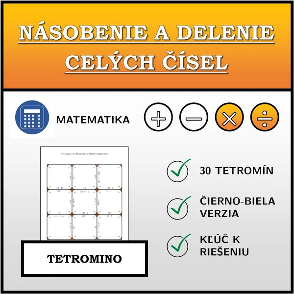 Tetromino - Násobenie a delenie celých čísel | matematika