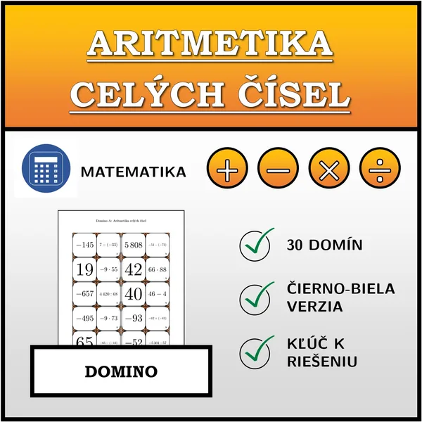 Domino - Aritmetika celých čísel | matematika