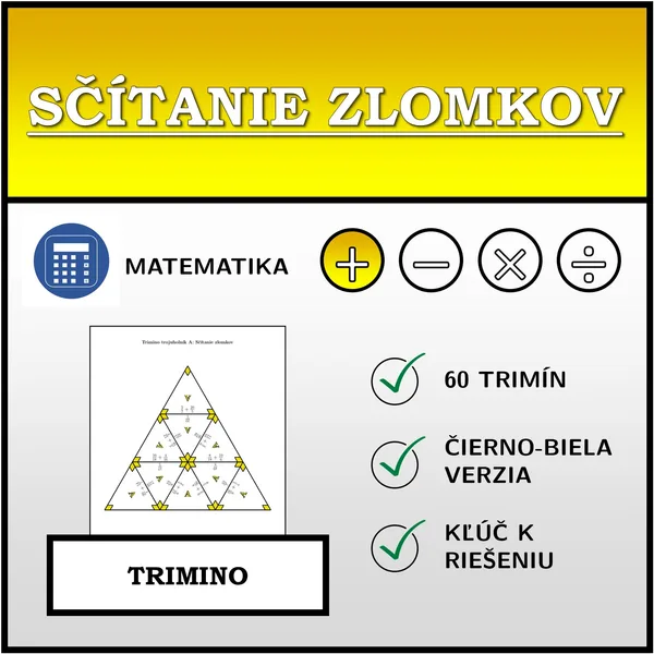 Trimino - Sčítanie zlomkov | matematika