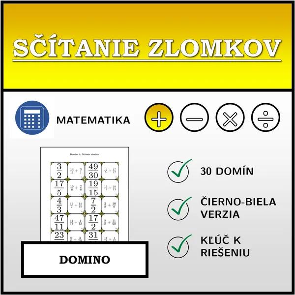 Domino - Sčítanie zlomkov | matematika