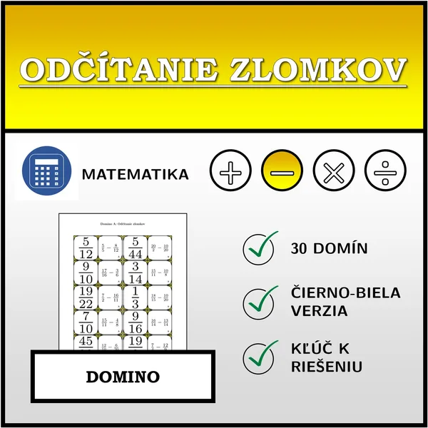 Domino - Odčítanie zlomkov | matematika