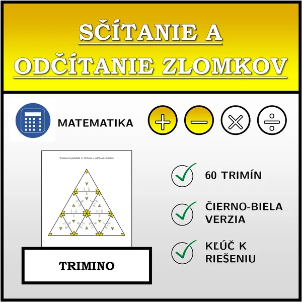 Trimino - Sčítanie a odčítanie zlomkov | matematika