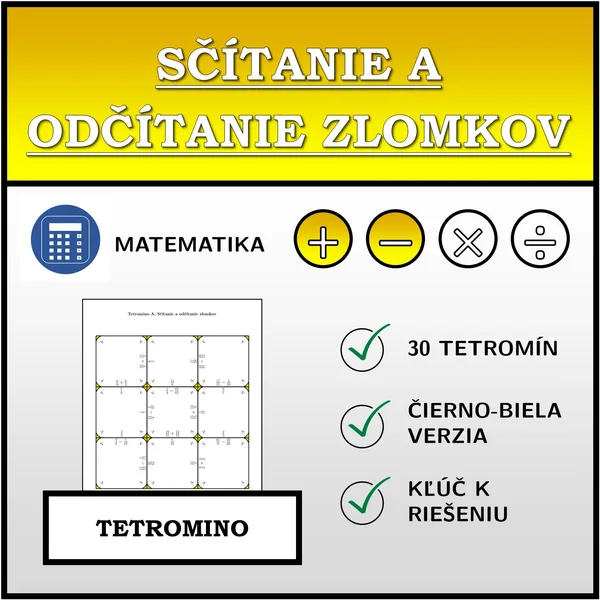 Tetromino - Sčítanie a odčítanie zlomkov | matematika