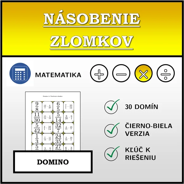 Domino - Násobenie zlomkov | matematika