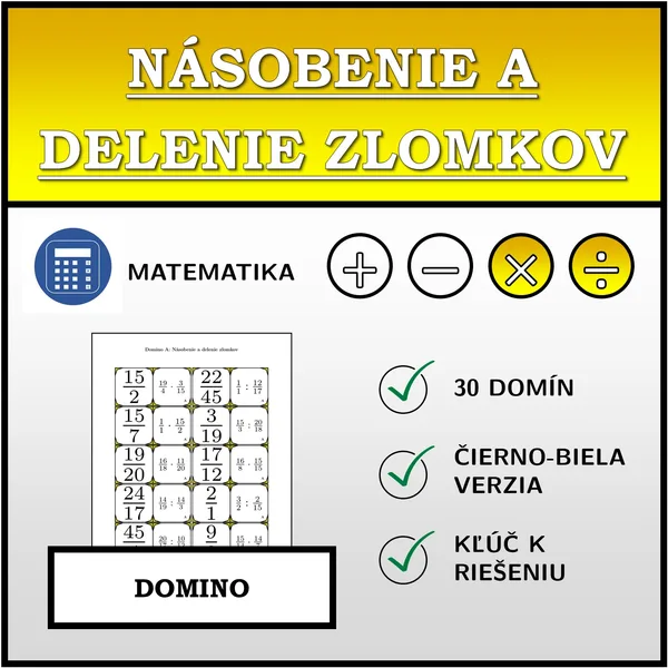 Domino - Násobenie a delenie zlomkov | matematika
