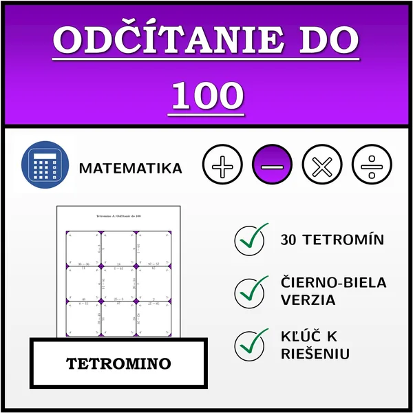 Tetromino - Odčítanie do 100 | matematika