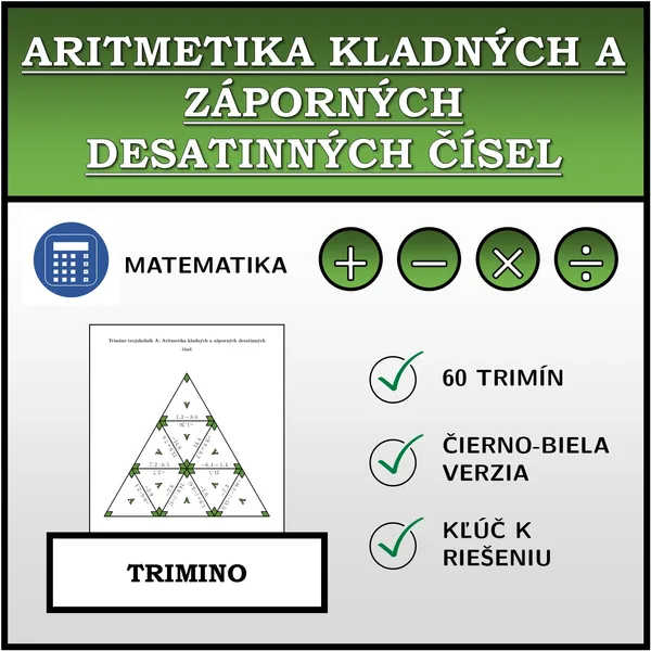 Trimino - Aritmetika kladných a záporných desatinných čísel | matematika