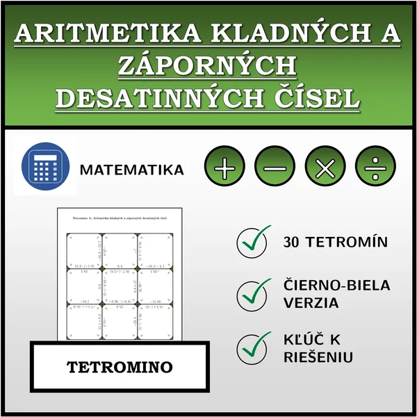 Tetromino - Aritmetika kladných a záporných desatinných čísel | matematika