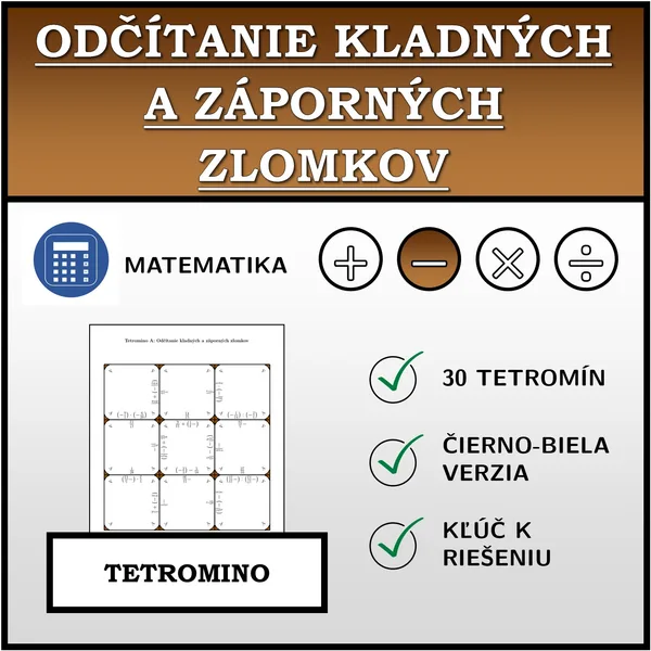 Tetromino - Odčítanie kladných a záporných zlomkov | matematika
