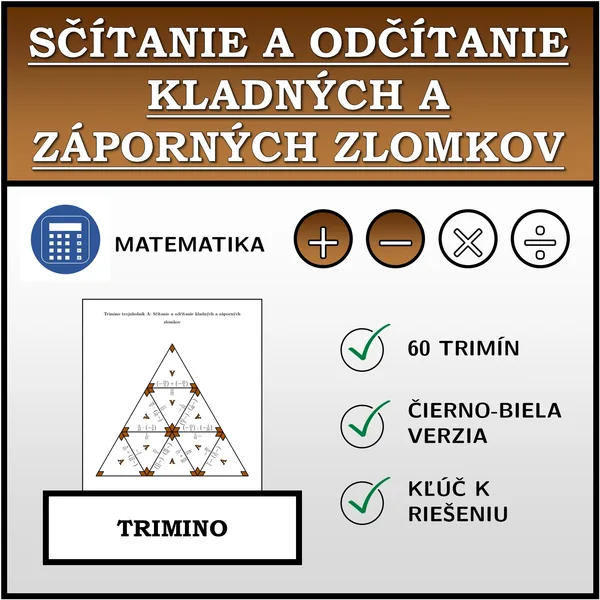 Trimino - Sčítanie a odčítanie kladných a záporných zlomkov | matematika