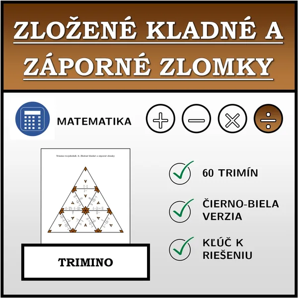 Trimino - Zložené kladné a záporné zlomky | matematika