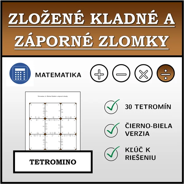 Tetromino - Zložené kladné a záporné zlomky | matematika