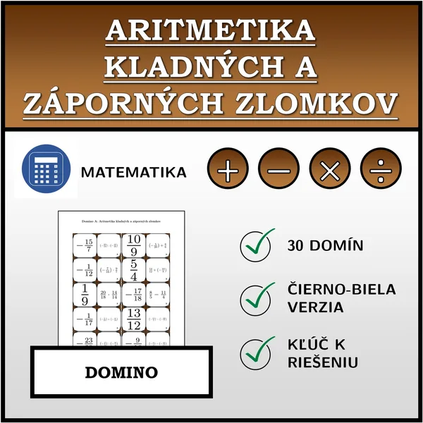 Domino - Aritmetika kladných a záporných zlomkov | matematika