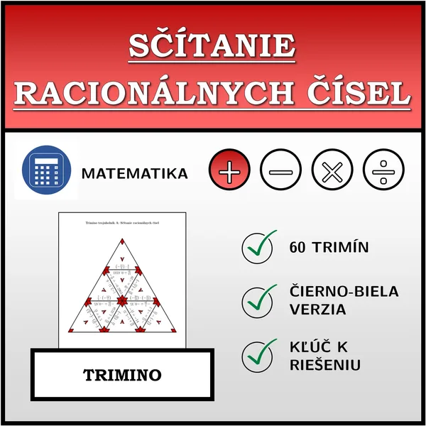 Trimino - Sčítanie racionálnych čísel | matematika