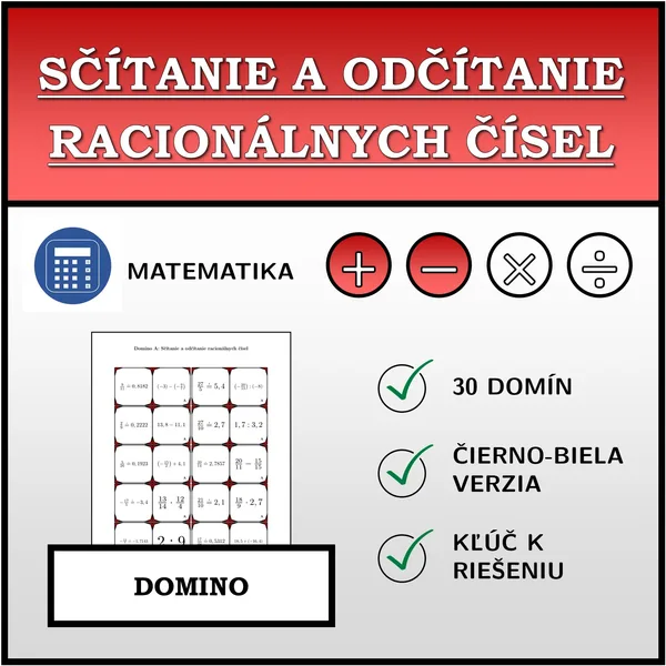 Domino - Sčítanie a odčítanie racionálnych čísel | matematika