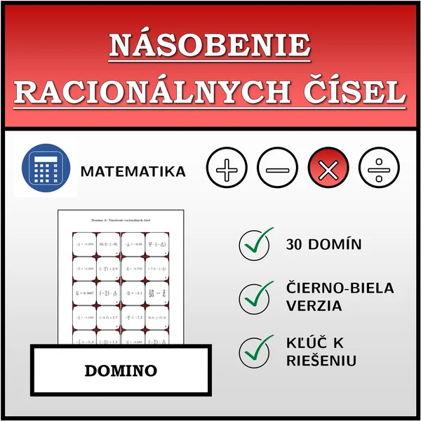 Domino - Násobenie racionálnych čísel | matematika
