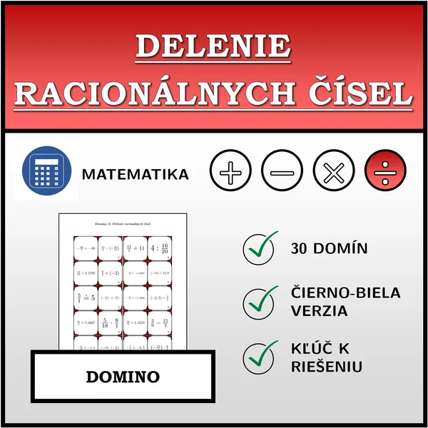 Domino - Delenie racionálnych čísel | matematika