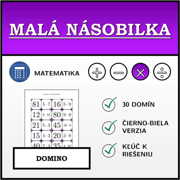 Domino - Malá násobilka | matematika