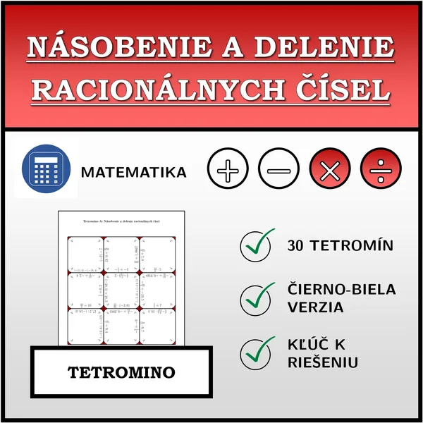 Tetromino - Násobenie a delenie racionálnych čísel | matematika