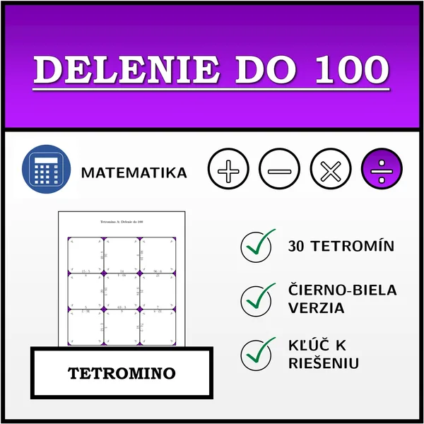 Tetromino - Delenie do 100 | matematika