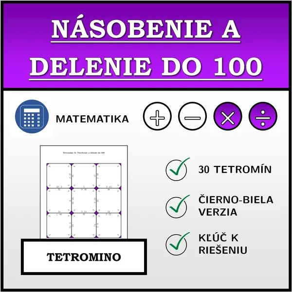 Tetromino - Násobenie a delenie do 100 | matematika