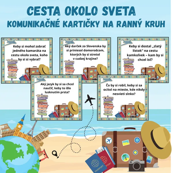 Cesta okolo sveta - komunikačné kartičky na ranný kruh